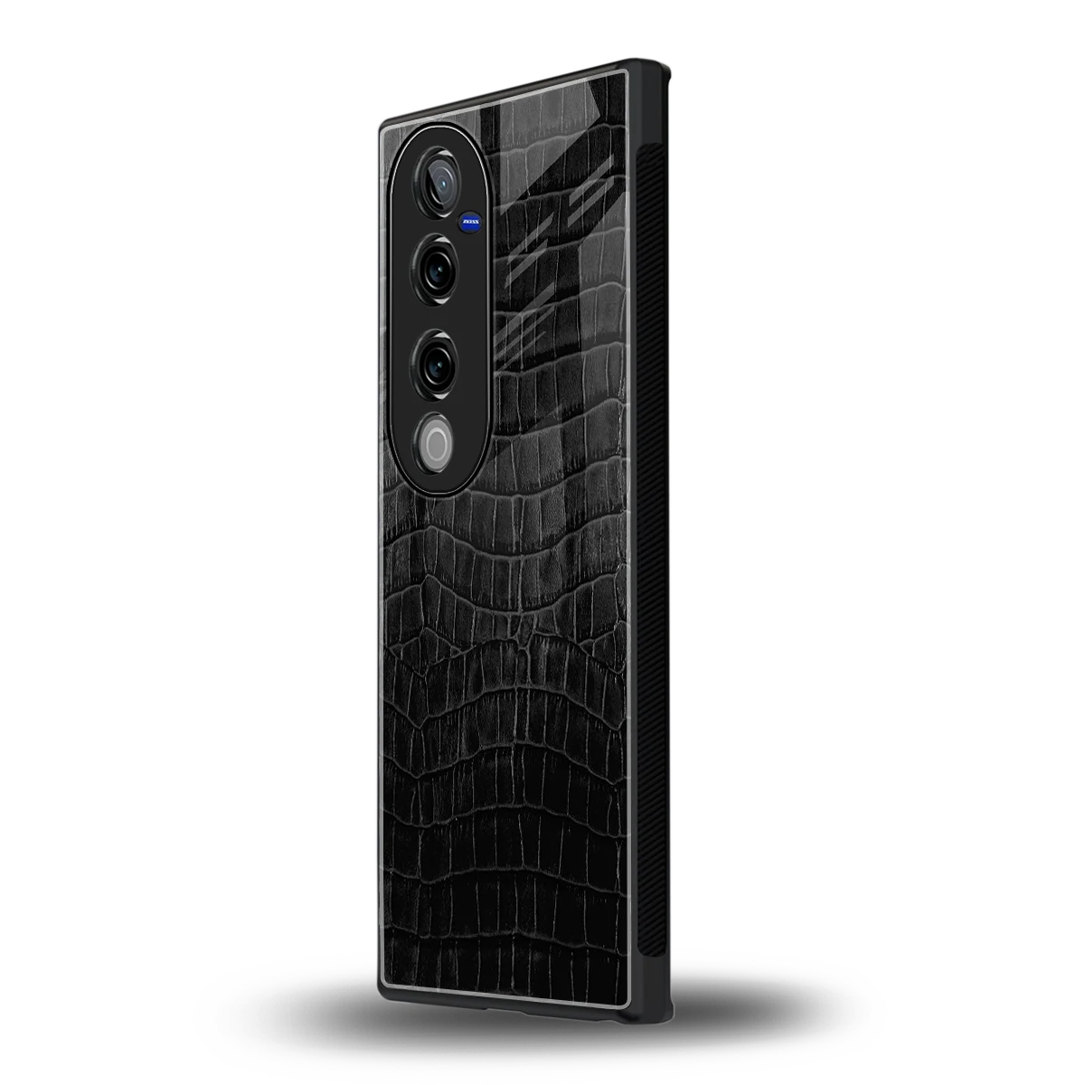 Croco Black vivo v40 pro mobile cover | shockproof glass phone case