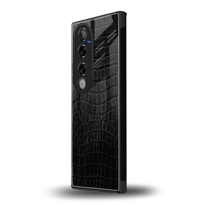 Croco Black vivo v40 pro mobile cover | shockproof glass phone case