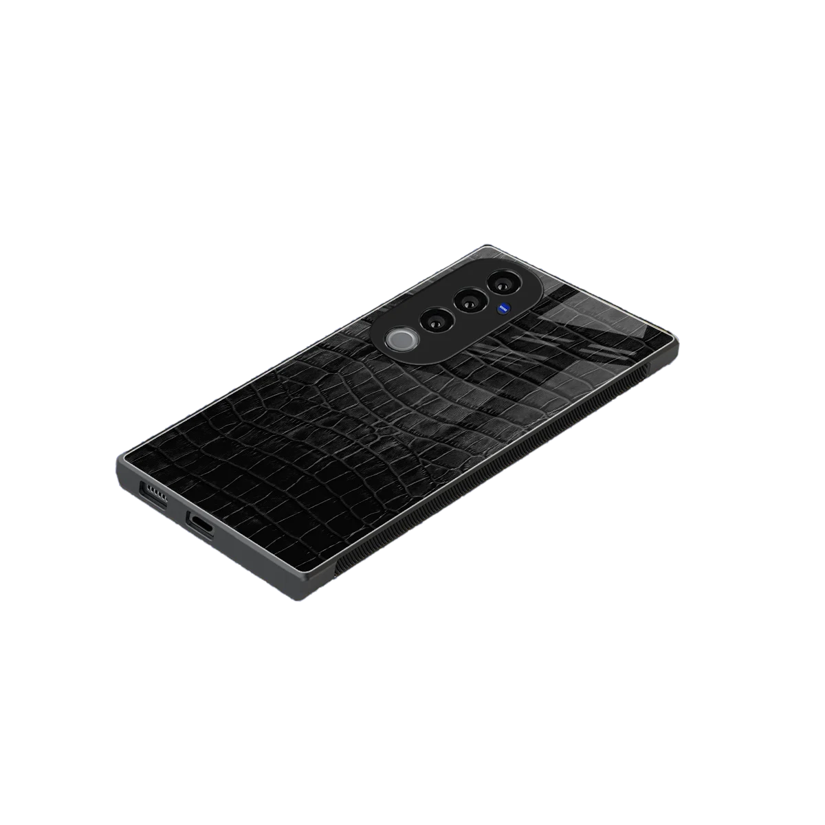 Croco Black stylish phone case for vivo v40 pro | glossy glass and slim fit