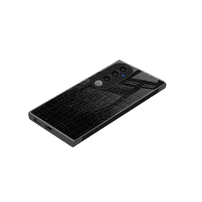 Croco Black stylish phone case for vivo v40 pro | glossy glass and slim fit