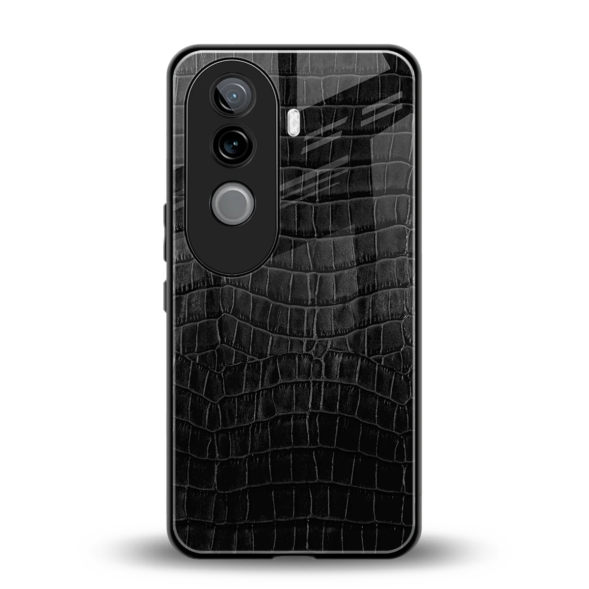 Croco Black back phone cover | glass case for vivo v40e