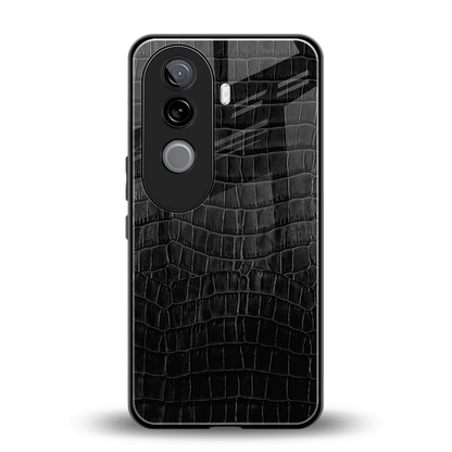 Croco Black back phone cover | glass case for vivo v40e
