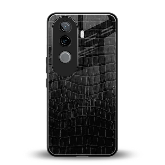 Croco Black back phone cover | glass case for vivo v40e