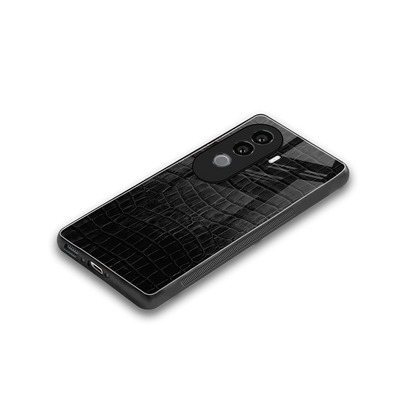 Croco Black stylish phone case for vivo v40e | glossy glass and slim fit