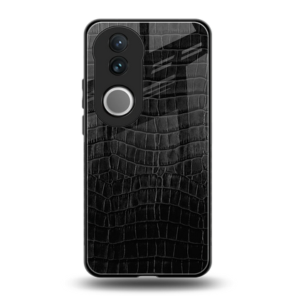 Croco Black back phone cover | glass case for vivo v50