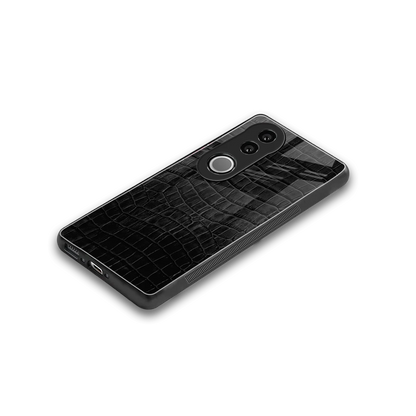Croco Black stylish phone case for vivo v50 | glossy glass and slim fit