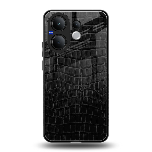 Croco Black back phone cover | glass case for vivo v60