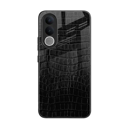 Croco Black back phone cover | glass case for vivo v70 fe