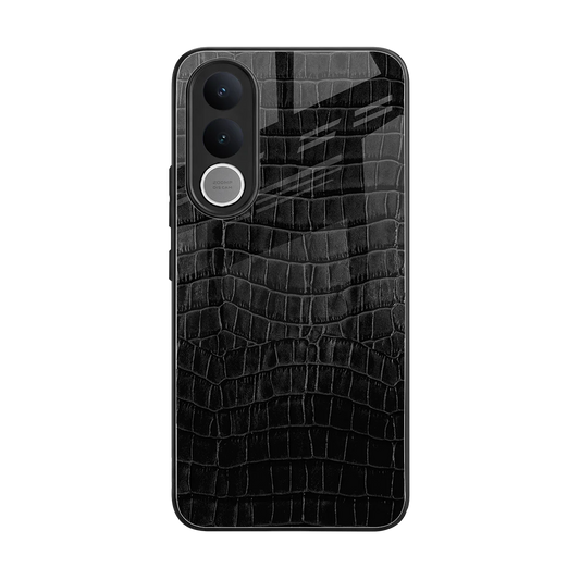 Croco Black back phone cover | glass case for vivo v70 fe