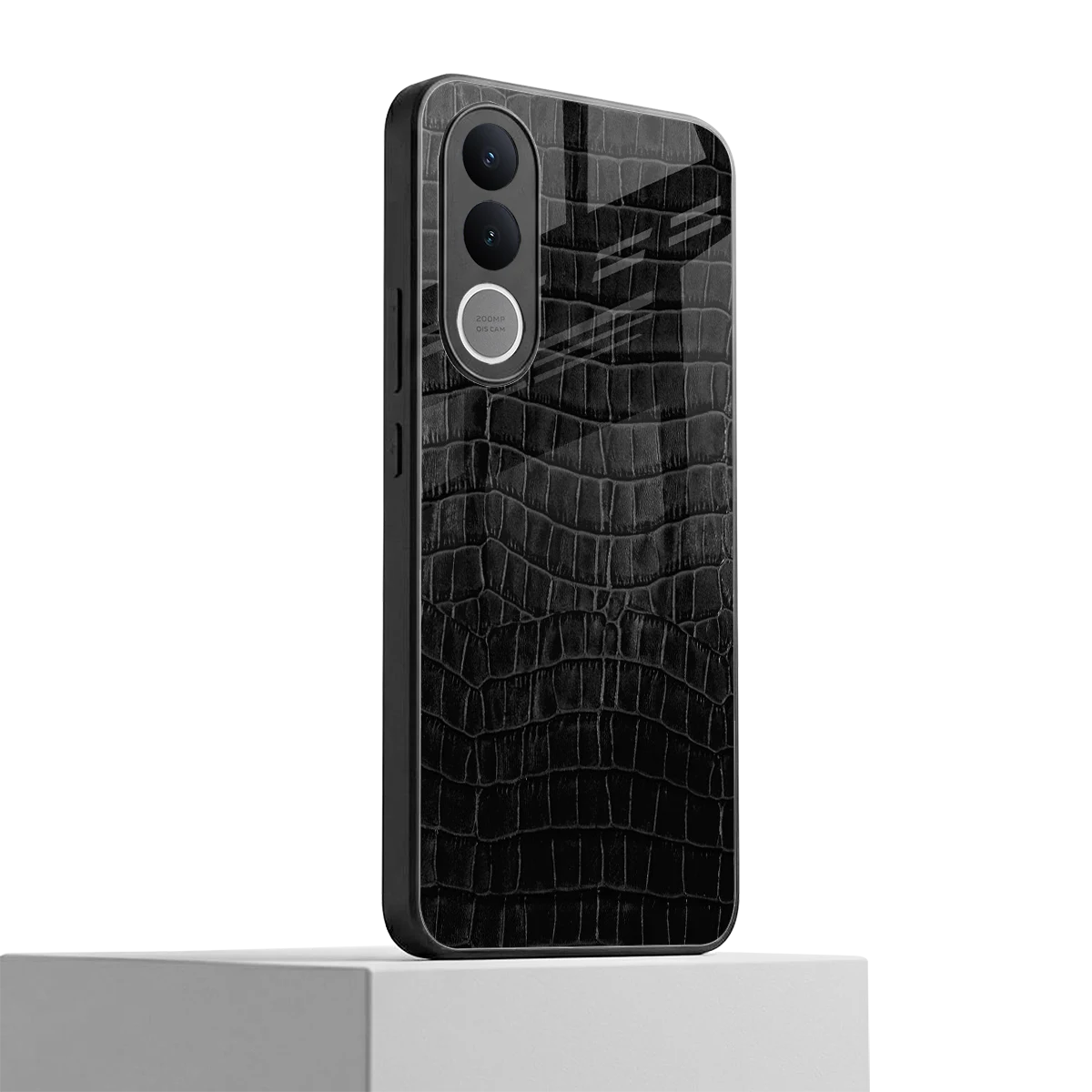 Croco Black vivo v70 fe mobile cover | shockproof glass phone case