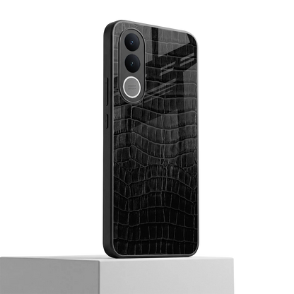 Croco Black vivo v70 fe mobile cover | shockproof glass phone case