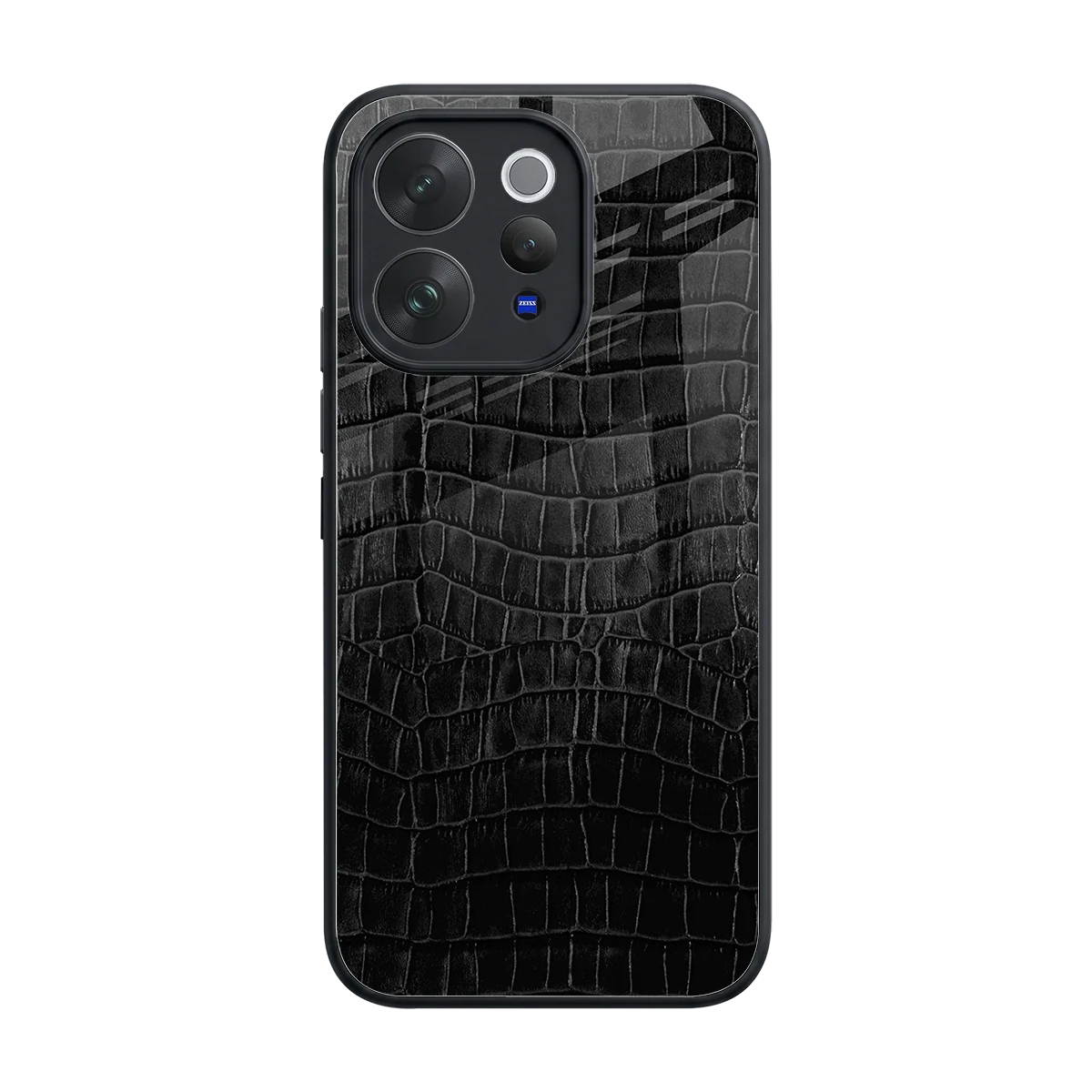 Croco Black back phone cover | glass case for vivo v70