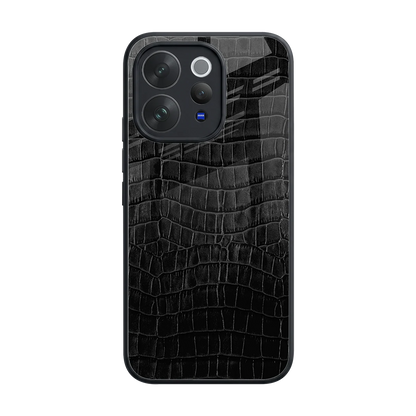 Croco Black back phone cover | glass case for vivo v70