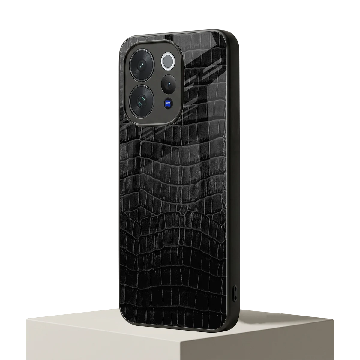 Croco Black vivo v70 elite mobile cover | shockproof glass phone case