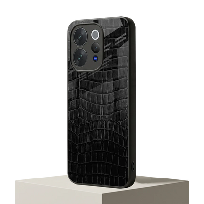 Croco Black vivo v70 elite mobile cover | shockproof glass phone case