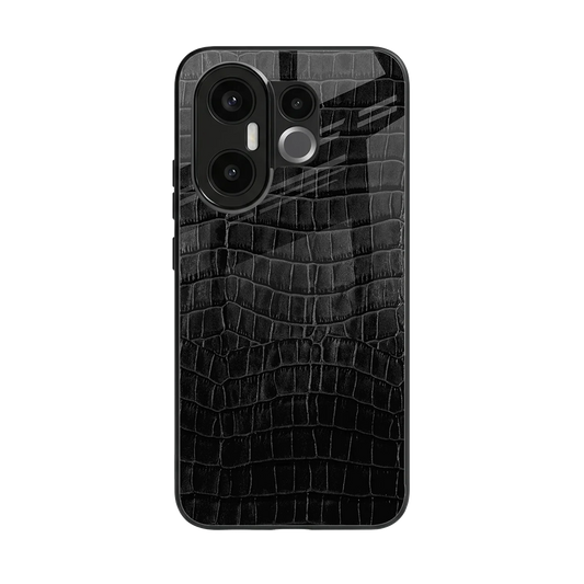 Croco Black back phone cover | glass case for vivo x200 fe