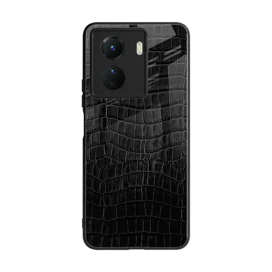 Croco Black back phone cover | glass case for vivo y16