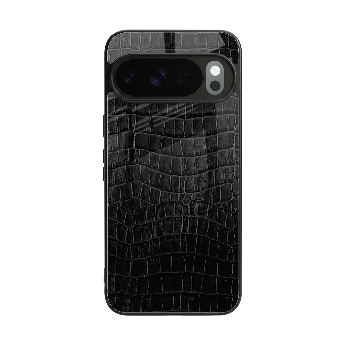 Croco Black back phone cover | glass case for google pixel 10 pro