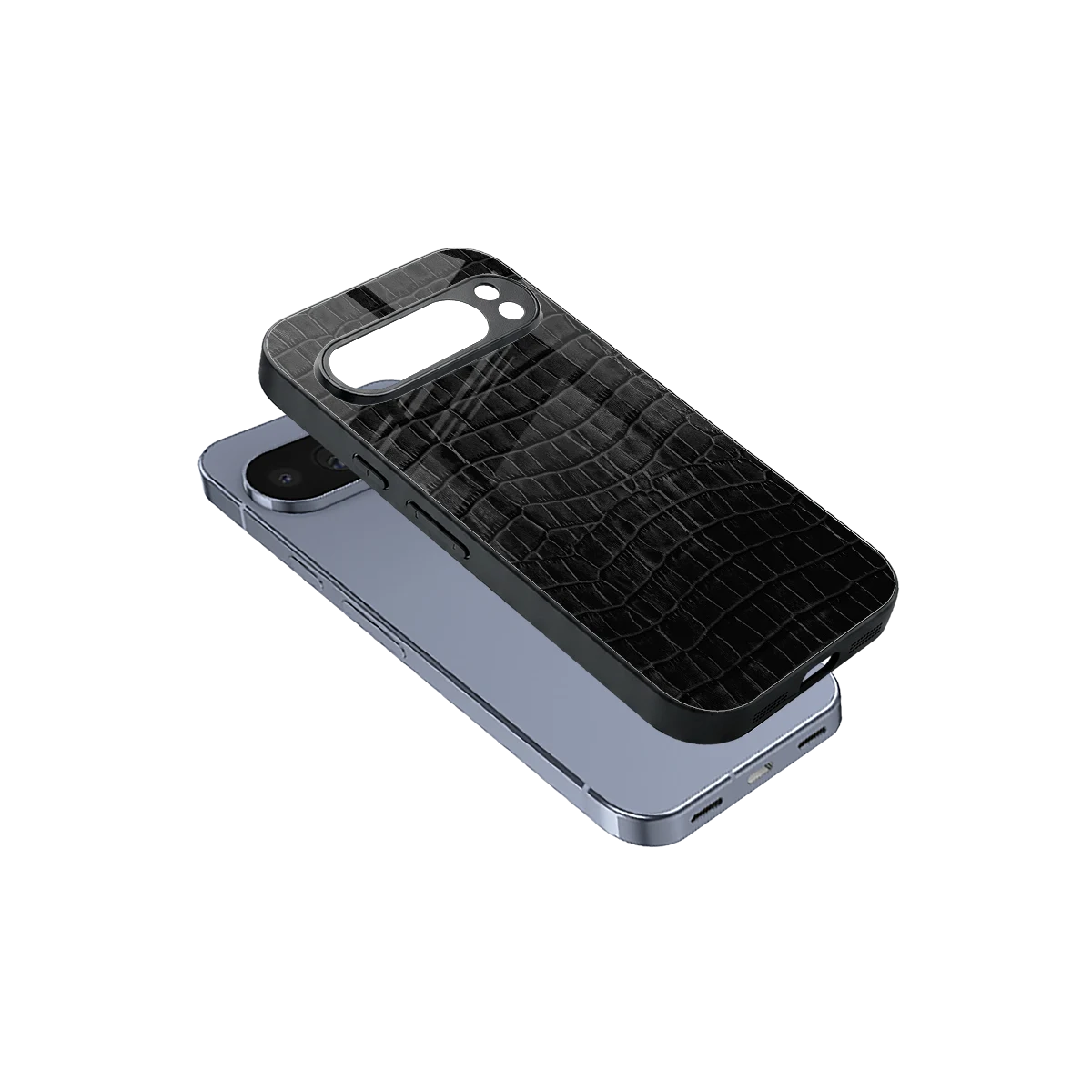 Croco Black sleek google pixel 10 pro cover with tempered glass back and TPU edges