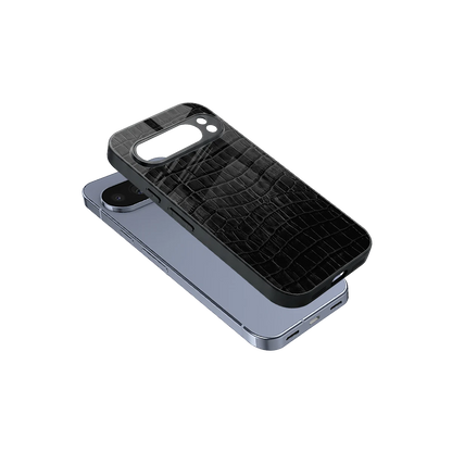 Croco Black sleek google pixel 10 pro cover with tempered glass back and TPU edges
