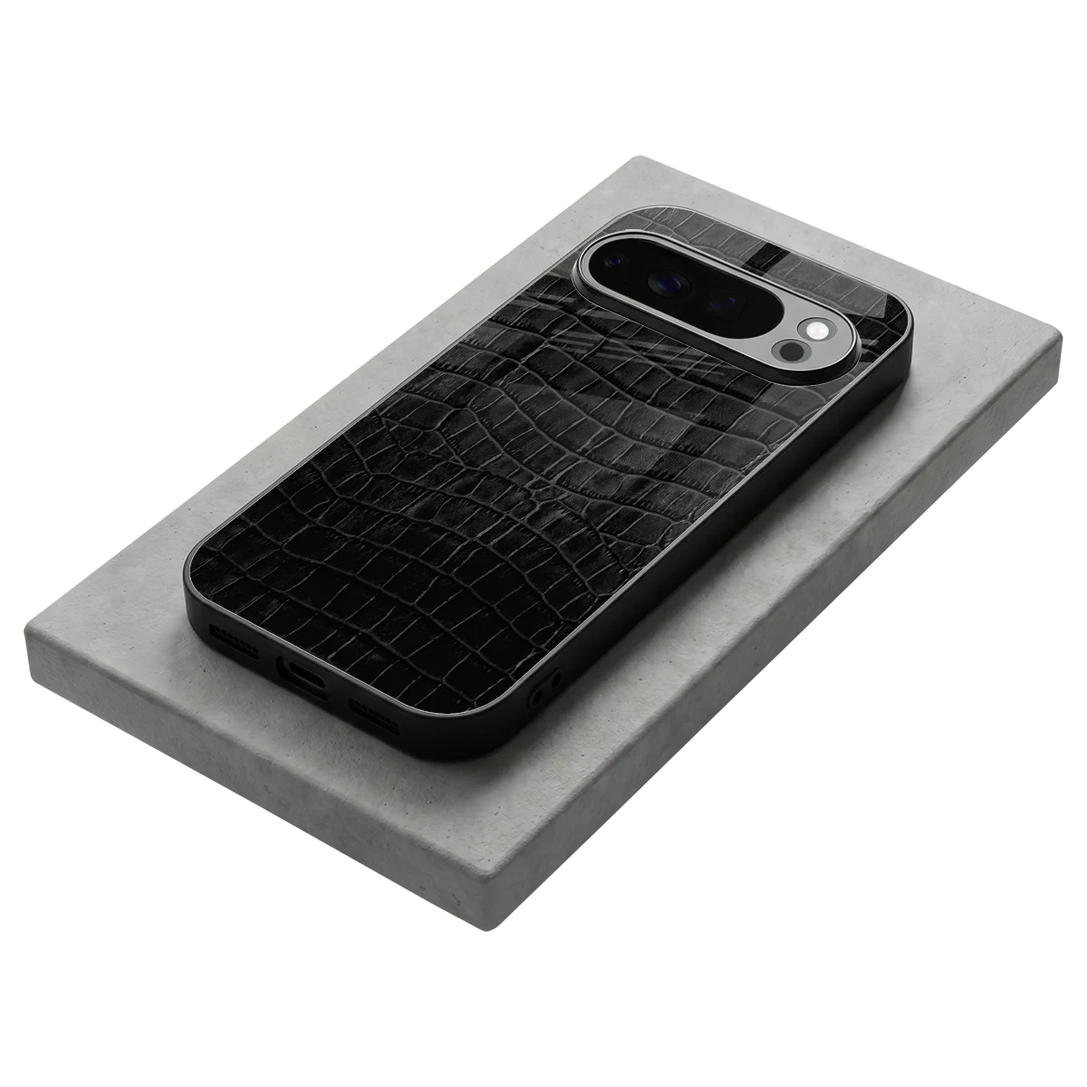 Croco Black stylish phone case for google pixel 10 pro | glossy glass and slim fit