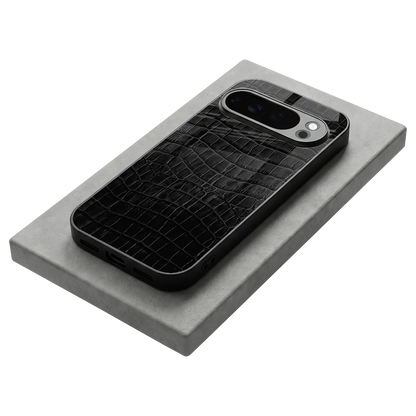 Croco Black stylish phone case for google pixel 10 pro | glossy glass and slim fit