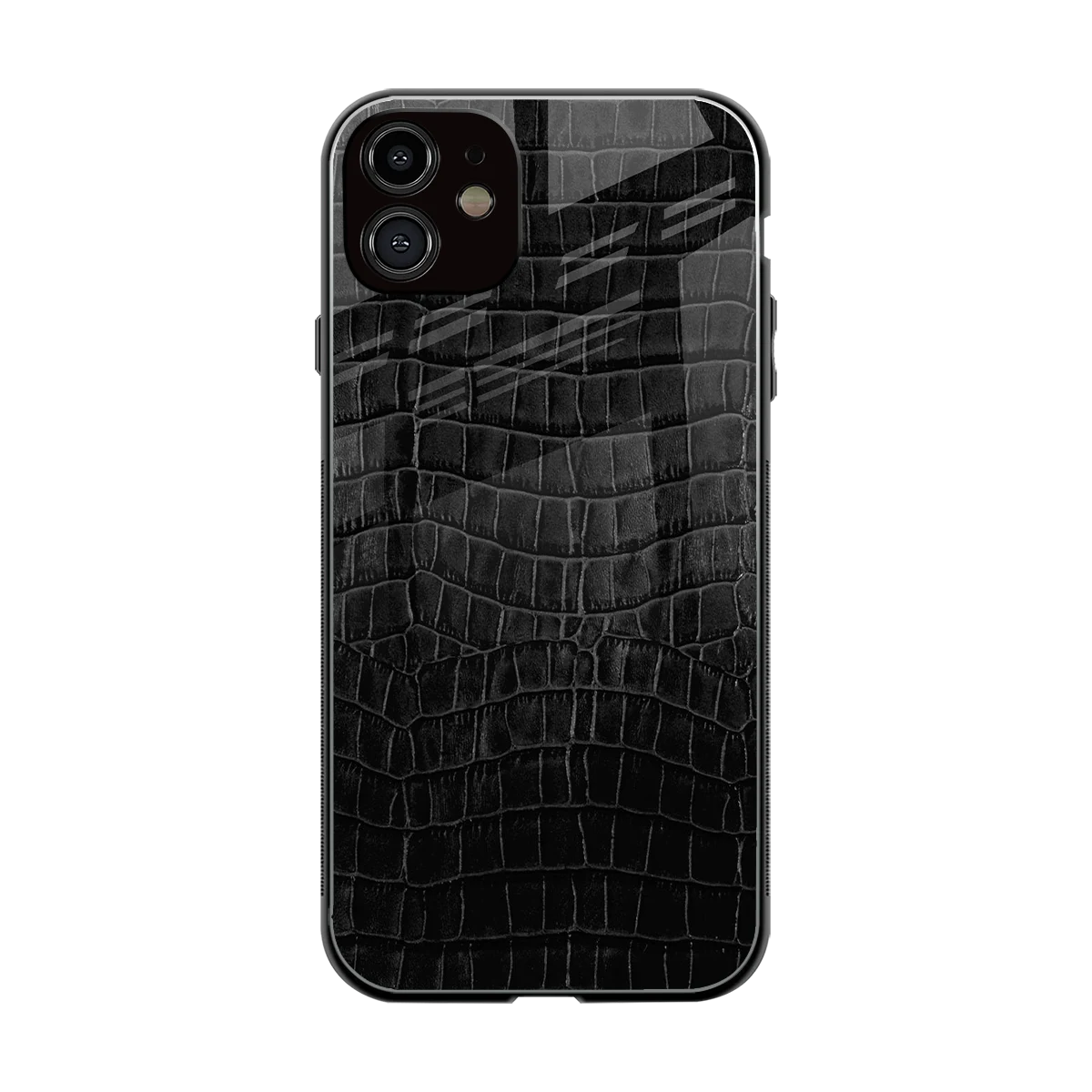 Croco Black back phone cover | glass case for iphone 12