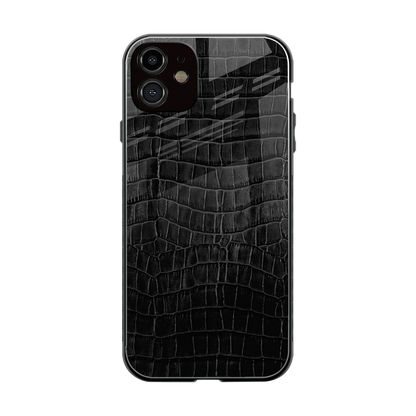 Croco Black back phone cover | glass case for iphone 12