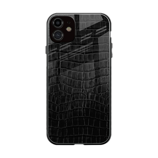 Croco Black back phone cover | glass case for iphone 12