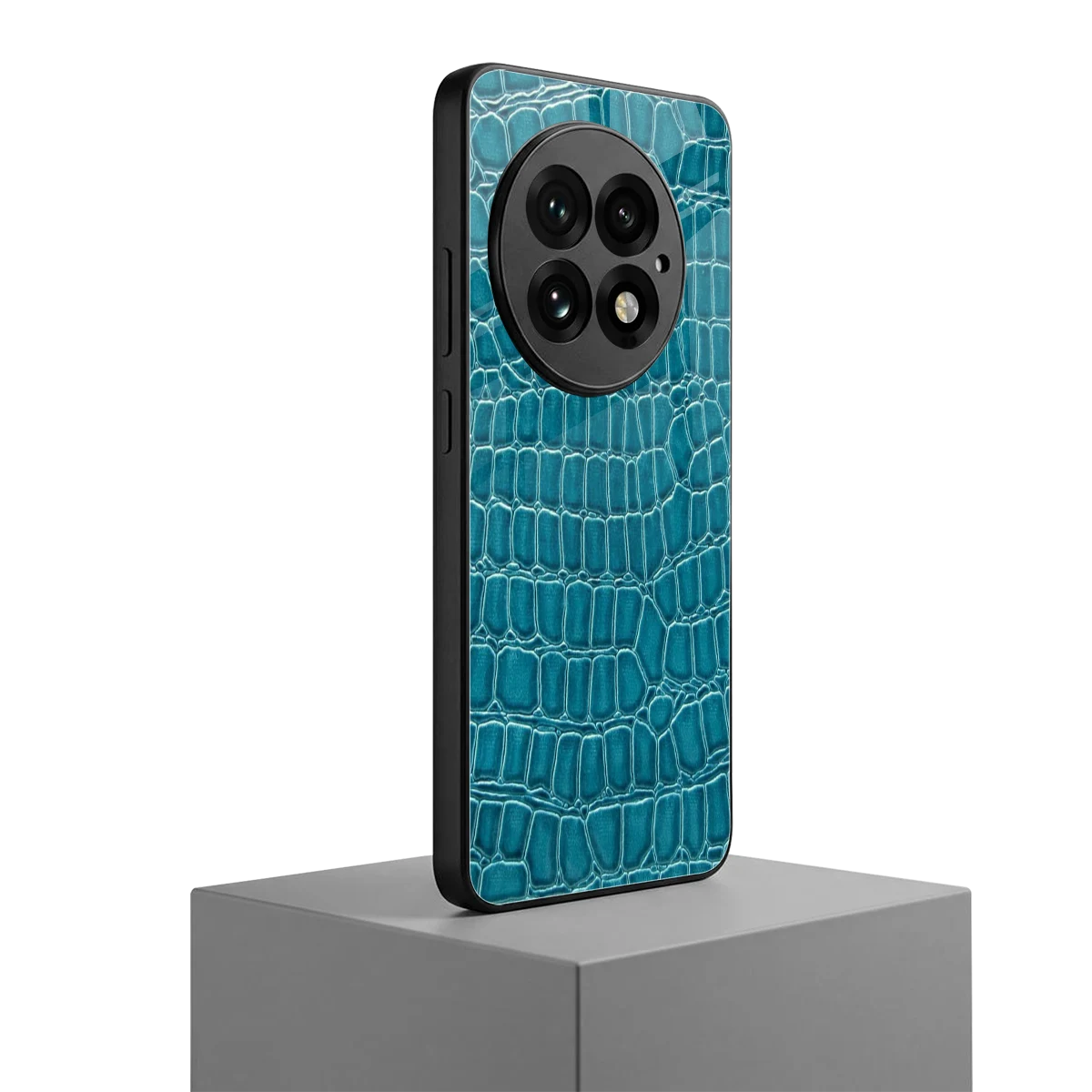 Croco Blue oneplus 13 mobile cover | shockproof glass phone case