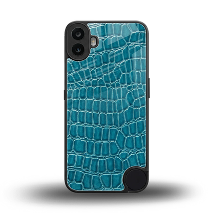 Croco Blue back phone cover | glass case for cmf nothing phone 1