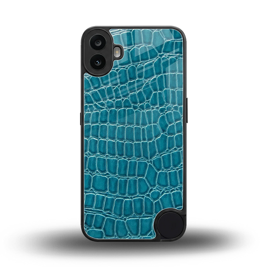 Croco Blue back phone cover | glass case for cmf nothing phone 1