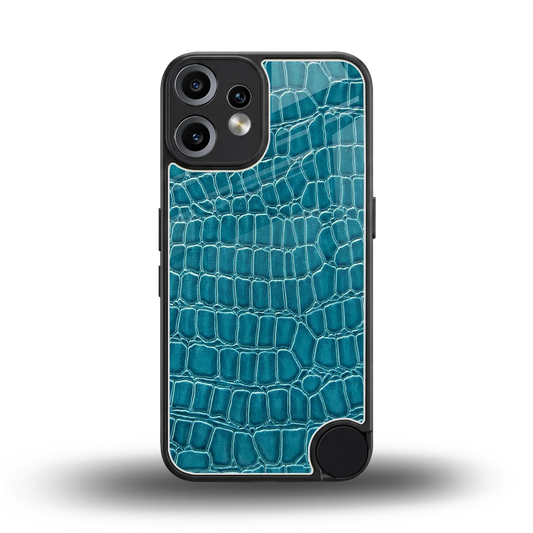 Croco Blue back phone cover | glass case for cmf nothing phone 2 pro