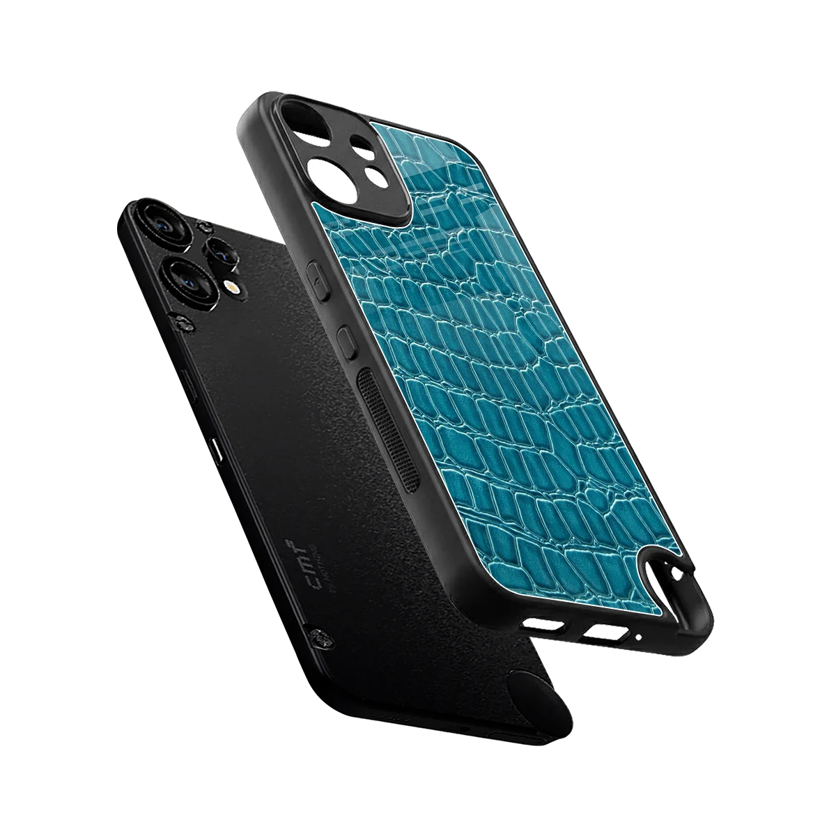 Croco Blue sleek cmf nothing phone 2 pro cover with tempered glass back and TPU edges
