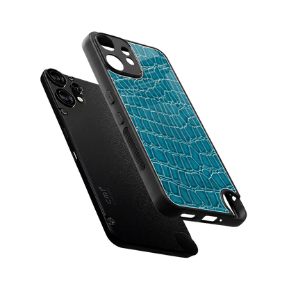Croco Blue sleek cmf nothing phone 2 pro cover with tempered glass back and TPU edges