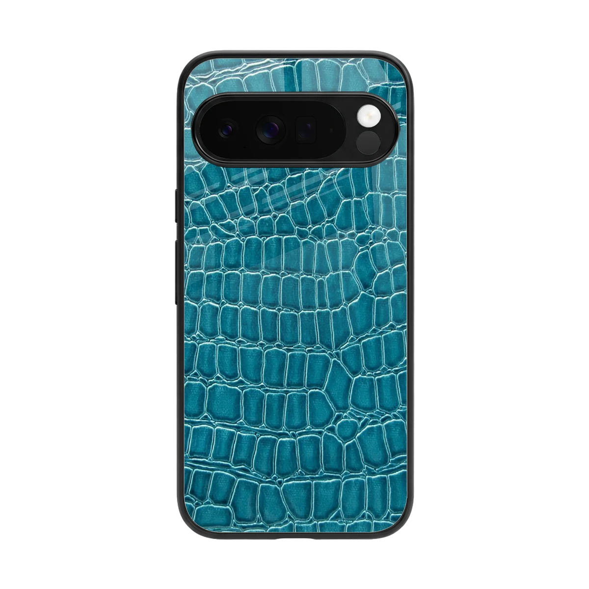 Croco Blue back phone cover | glass case for google pixel 10 pro xl