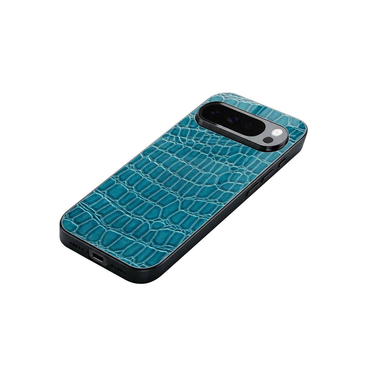 Croco Blue stylish phone case for google pixel 10 pro xl | glossy glass and slim fit