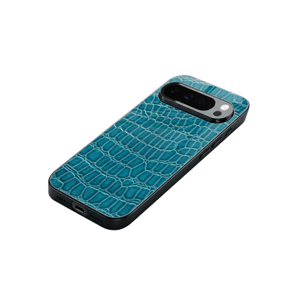 Croco Blue stylish phone case for google pixel 10 pro xl | glossy glass and slim fit