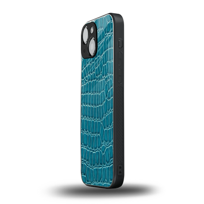 Croco Blue iphone 13 mini mobile cover | shockproof glass phone case