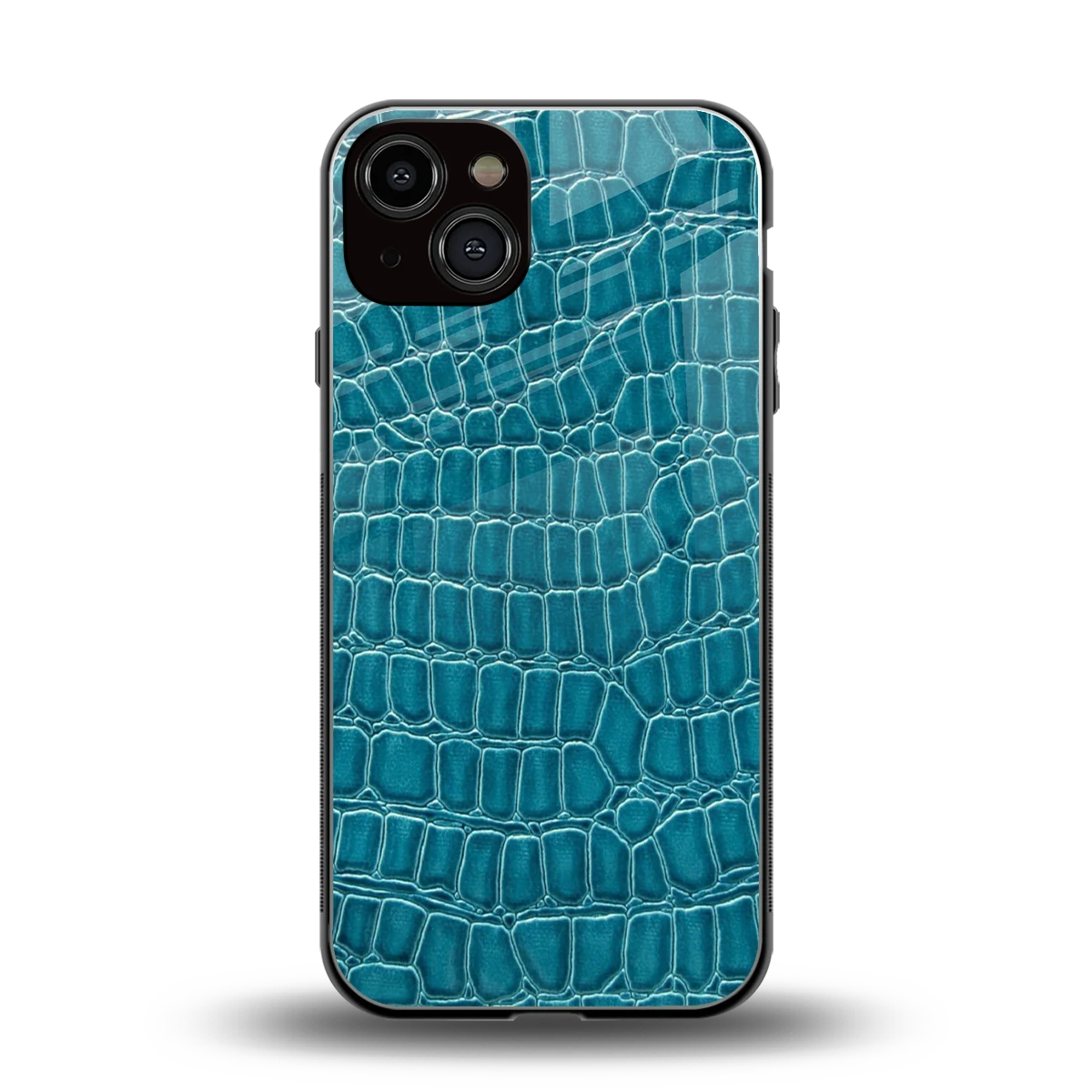 Croco Blue back phone cover | glass case for iphone 14