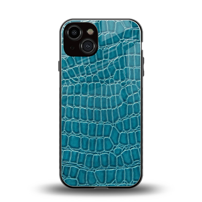 Croco Blue back phone cover | glass case for iphone 14