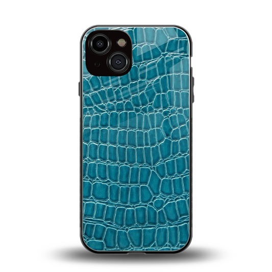 Croco Blue back phone cover | glass case for iphone 14