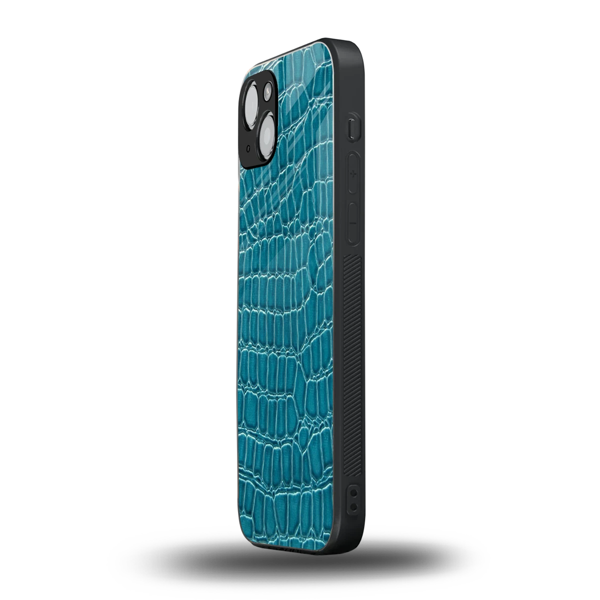 Croco Blue iphone 14 plus mobile cover | shockproof glass phone case
