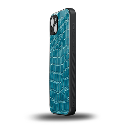 Croco Blue iphone 14 plus mobile cover | shockproof glass phone case