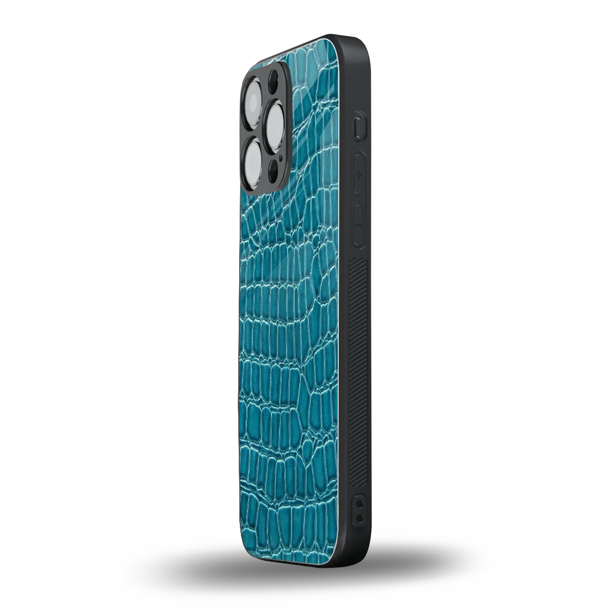Croco Blue iphone 15 pro max mobile cover | shockproof glass phone case
