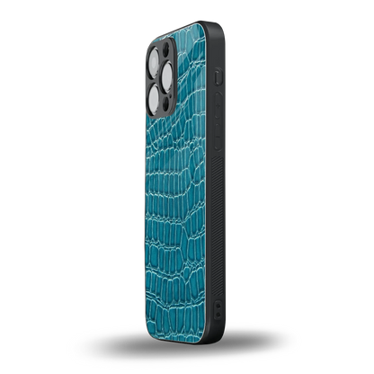Croco Blue iphone 15 pro max mobile cover | shockproof glass phone case