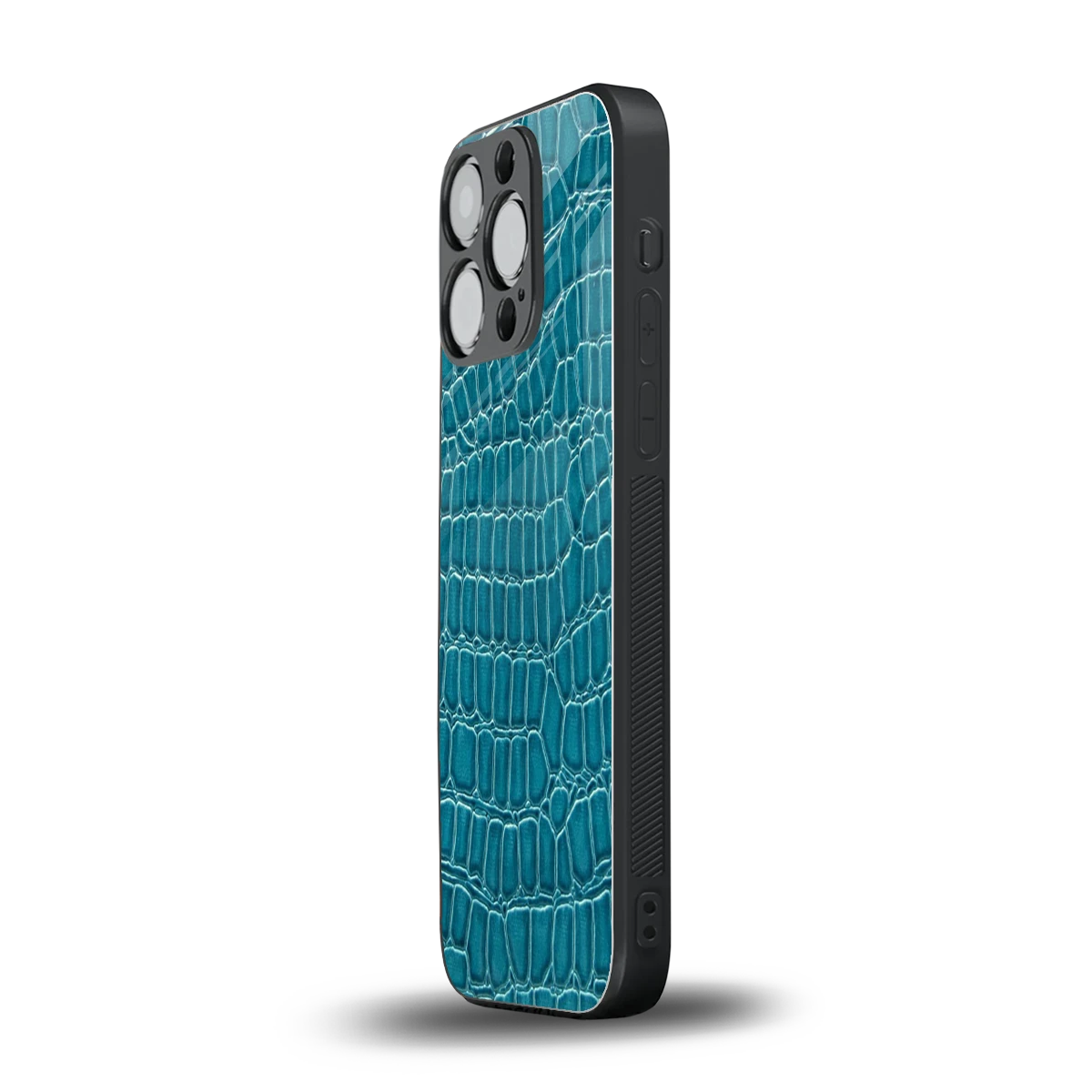 Croco Blue iphone 15 pro mobile cover | shockproof glass phone case