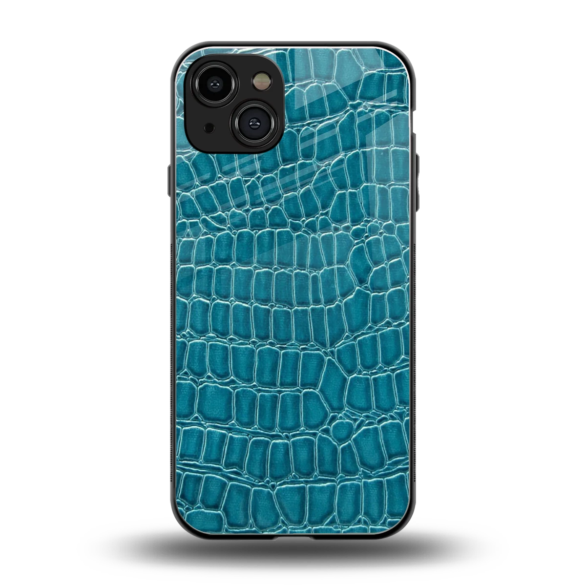 Croco Blue back phone cover | glass case for iphone 15