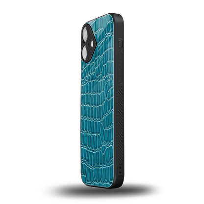 Croco Blue iphone 16 plus mobile cover | shockproof glass phone case