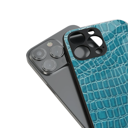 Croco Blue stylish phone case for iphone 12 | glossy glass and slim fit